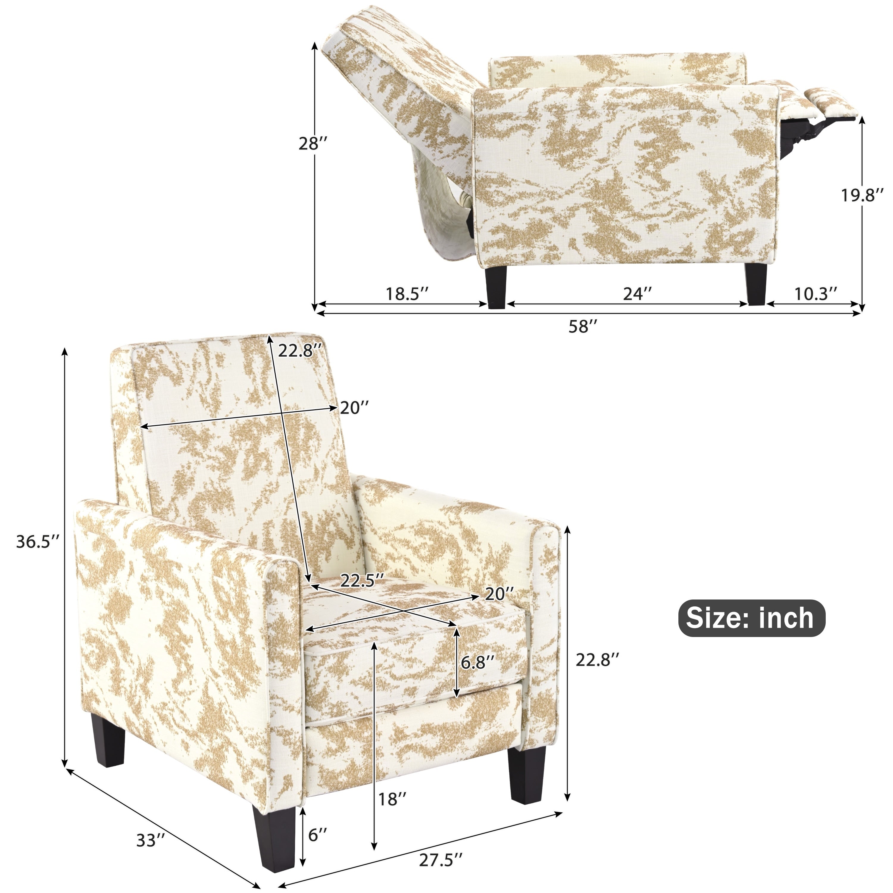 Fauteuil club inclinable à motif floral Darvis par Christopher Knight Home