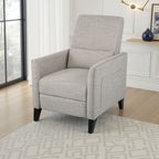 Fauteuil inclinable Davy Pushback, garniture cloutée, bois de bouleau, tissu gris