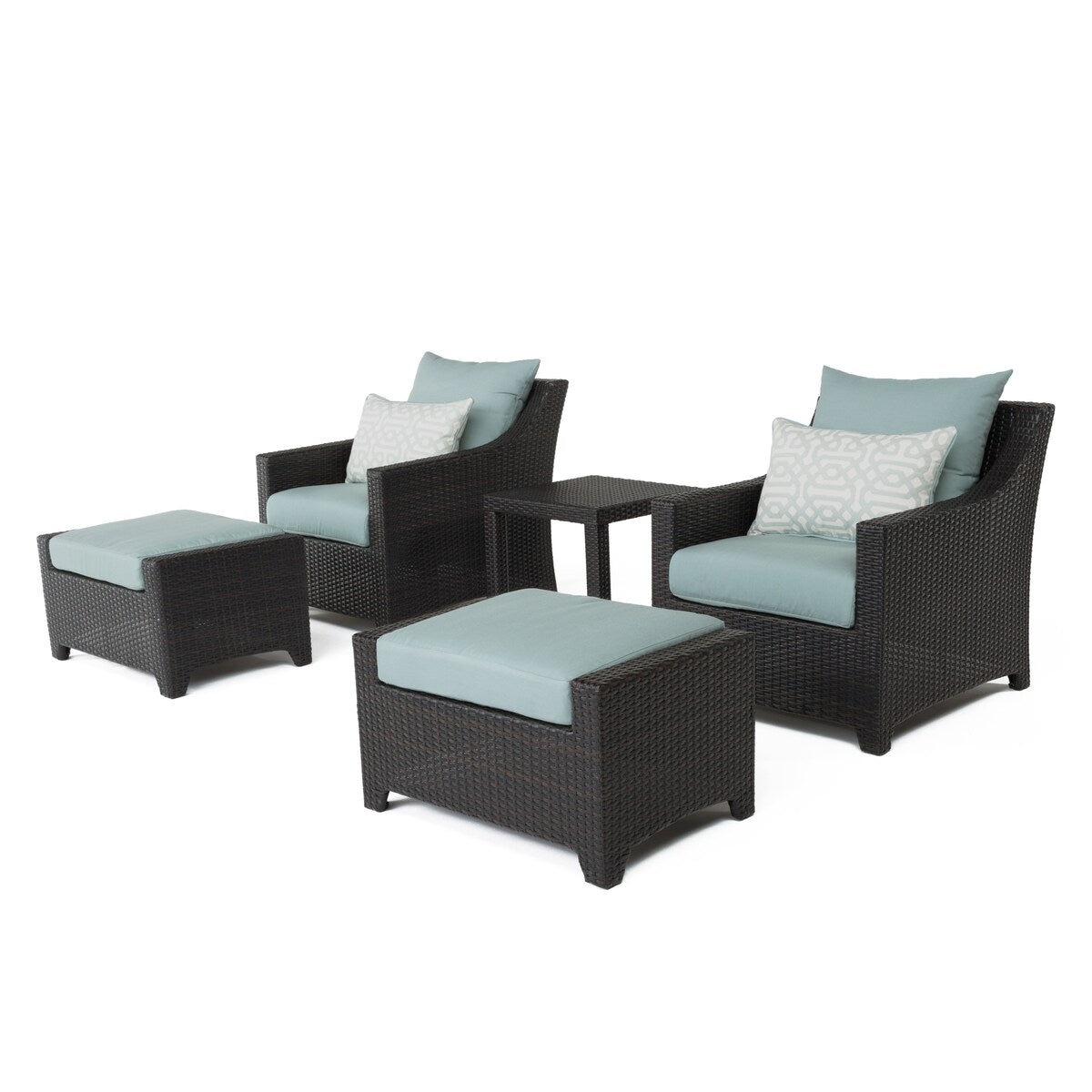 Ensemble de 5 fauteuils club et poufs d'extérieur Deco Sunbrella