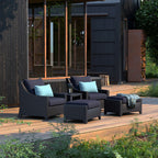 Ensemble de 5 fauteuils club et poufs d'extérieur Deco Sunbrella