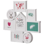 Cadre photo mural décoratif moderne pour 8 photos, plusieurs tailles, blanc