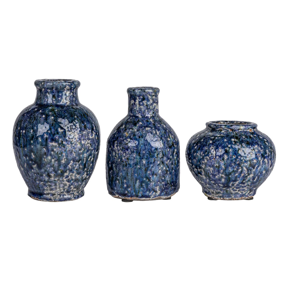 Vases décoratifs en terre cuite avec glaçure craquelée, lot de 3