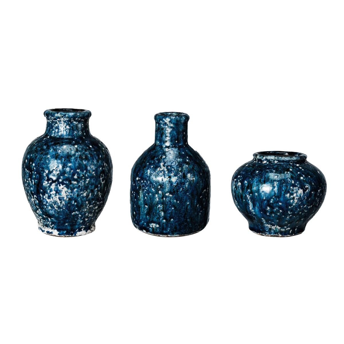 Vases décoratifs en terre cuite avec glaçure craquelée, lot de 3