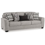 Canapé Delaney, polyester gris, 5 coussins décoratifs, noir, 246 cm