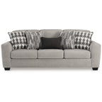 Canapé Delaney, polyester gris, 5 coussins décoratifs, noir, 246 cm