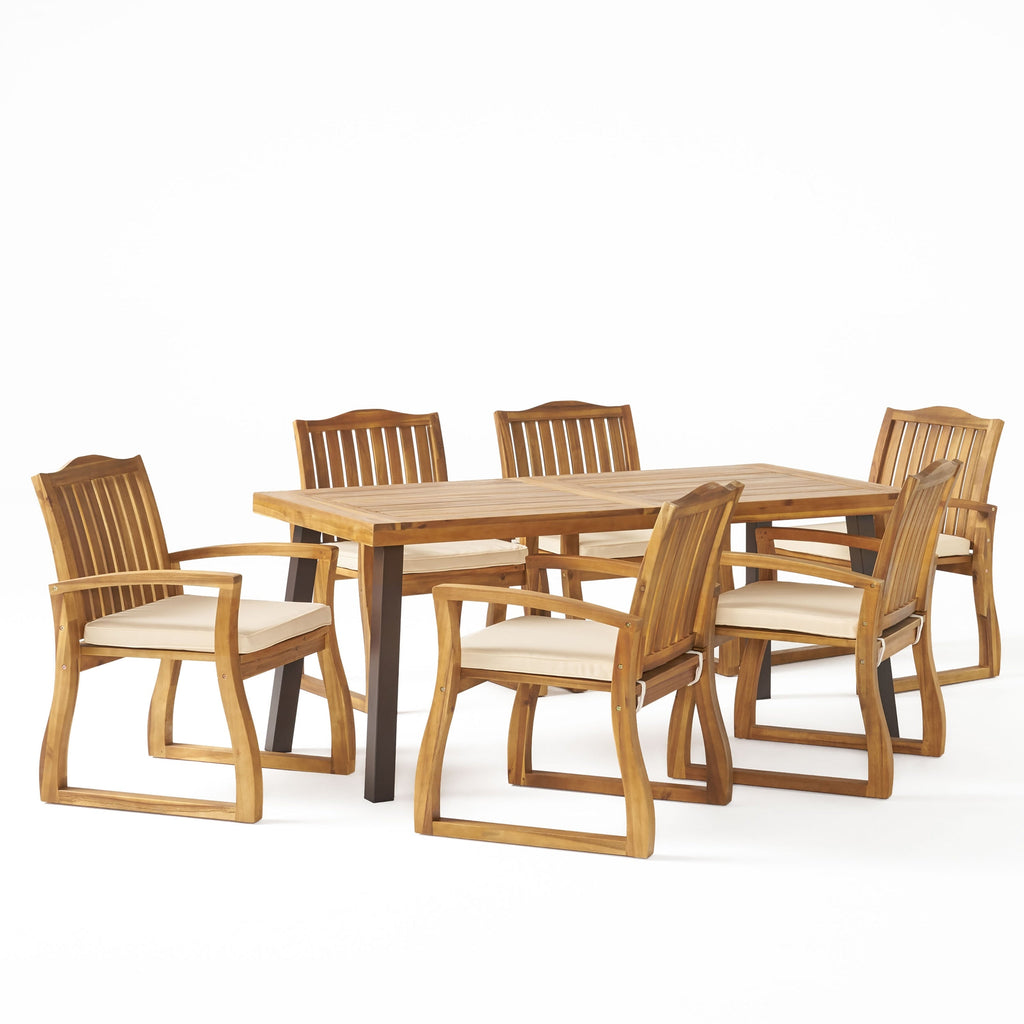 Ensemble de salle à manger d'extérieur en bois Della 7 pièces par Christopher Knight Home