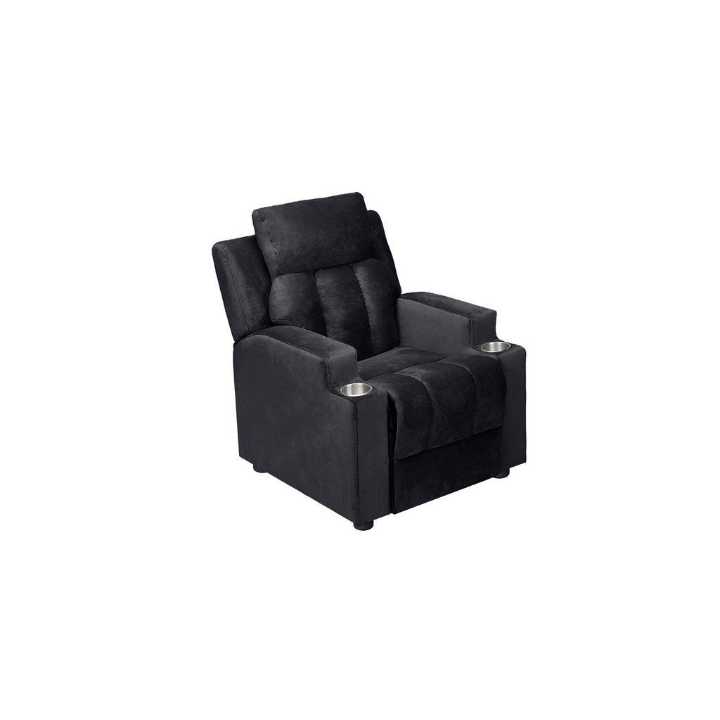 Fauteuil inclinable de luxe pour enfants avec repose-pieds, appui-tête et 2 porte-gobelets Fauteuil inclinable en microfibre pour enfants de 3 ans et plus