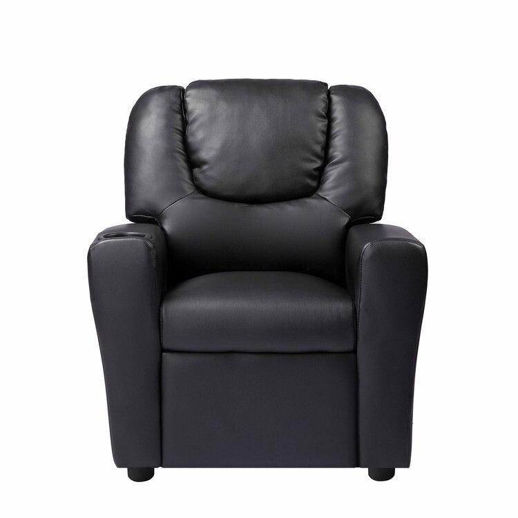 Fauteuil inclinable de luxe pour enfants avec repose-pieds, appui-tête et 2 porte-gobelets Fauteuil inclinable en microfibre pour enfants de 3 ans et plus