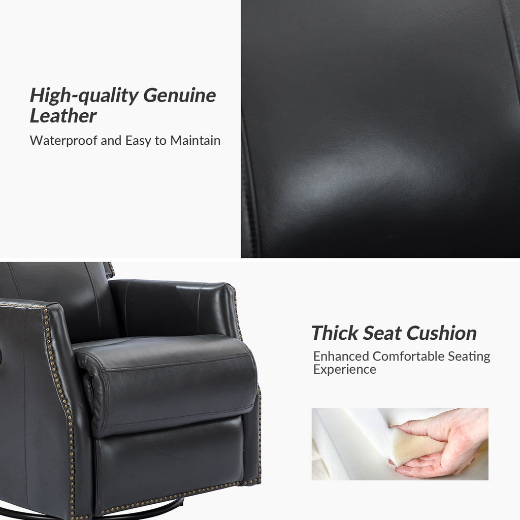 Lot de 2 chaises pivotantes modernes en cuir véritable Demeter pour chambre d'enfant avec garnitures cloutées par HULALA HOME