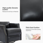 Lot de 2 chaises pivotantes modernes en cuir véritable Demeter pour chambre d'enfant avec garnitures cloutées par HULALA HOME