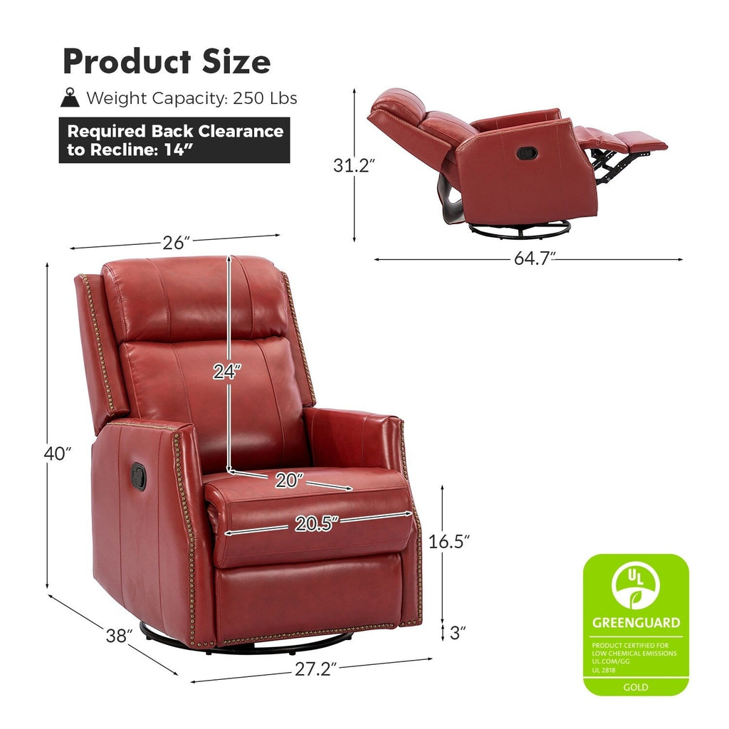 Lot de 2 chaises pivotantes modernes en cuir véritable Demeter pour chambre d'enfant avec garnitures cloutées par HULALA HOME