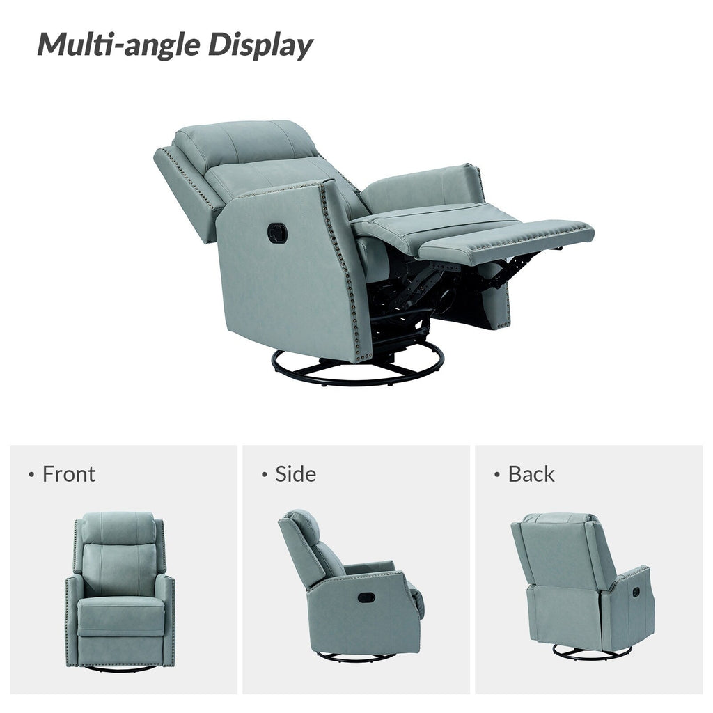 Lot de 2 chaises pivotantes modernes en cuir véritable Demeter pour chambre d'enfant avec garnitures cloutées par HULALA HOME