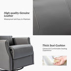 Lot de 2 chaises pivotantes modernes en cuir véritable Demeter pour chambre d'enfant avec garnitures cloutées par HULALA HOME