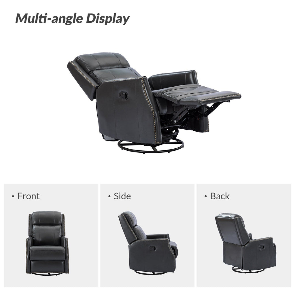 Lot de 2 chaises pivotantes modernes en cuir véritable Demeter pour chambre d'enfant avec garnitures cloutées par HULALA HOME