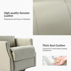 Lot de 2 chaises pivotantes modernes en cuir véritable Demeter pour chambre d'enfant avec garnitures cloutées par HULALA HOME