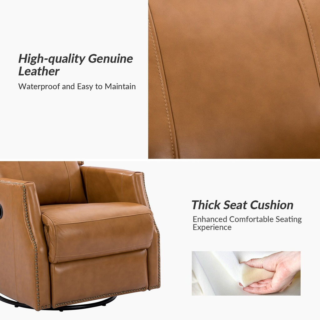 Lot de 2 chaises pivotantes modernes en cuir véritable Demeter pour chambre d'enfant avec garnitures cloutées par HULALA HOME