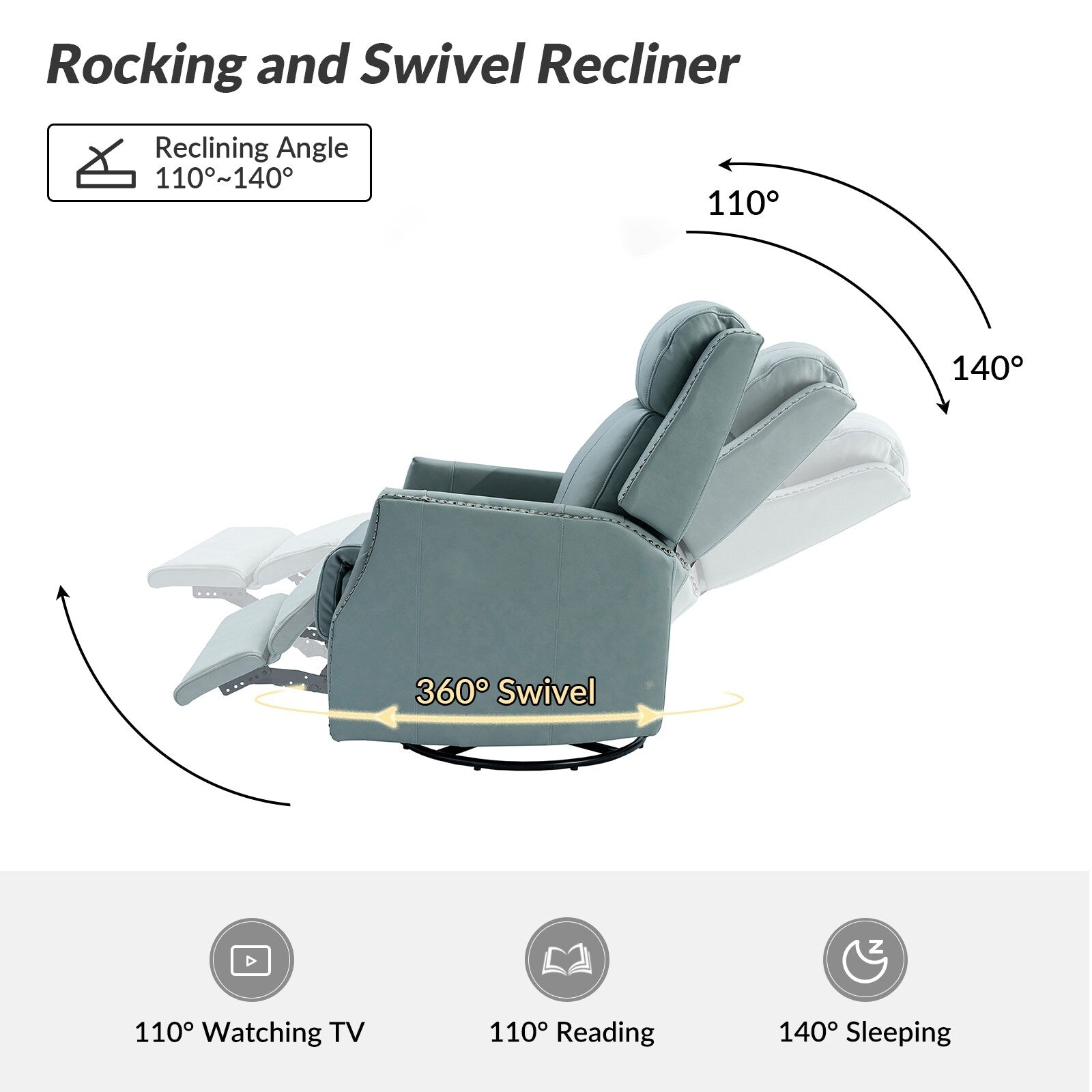 Lot de 2 chaises pivotantes modernes en cuir véritable Demeter pour chambre d'enfant avec garnitures cloutées par HULALA HOME