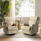 Lot de 2 chaises pivotantes modernes en cuir véritable Demeter pour chambre d'enfant avec garnitures cloutées par HULALA HOME