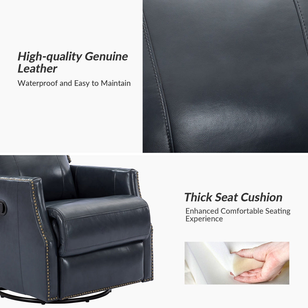 Lot de 2 chaises pivotantes modernes en cuir véritable Demeter pour chambre d'enfant avec garnitures cloutées par HULALA HOME