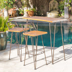 Ensemble de bar industriel d'extérieur en bois Denali 3 pièces par Christopher Knight Home