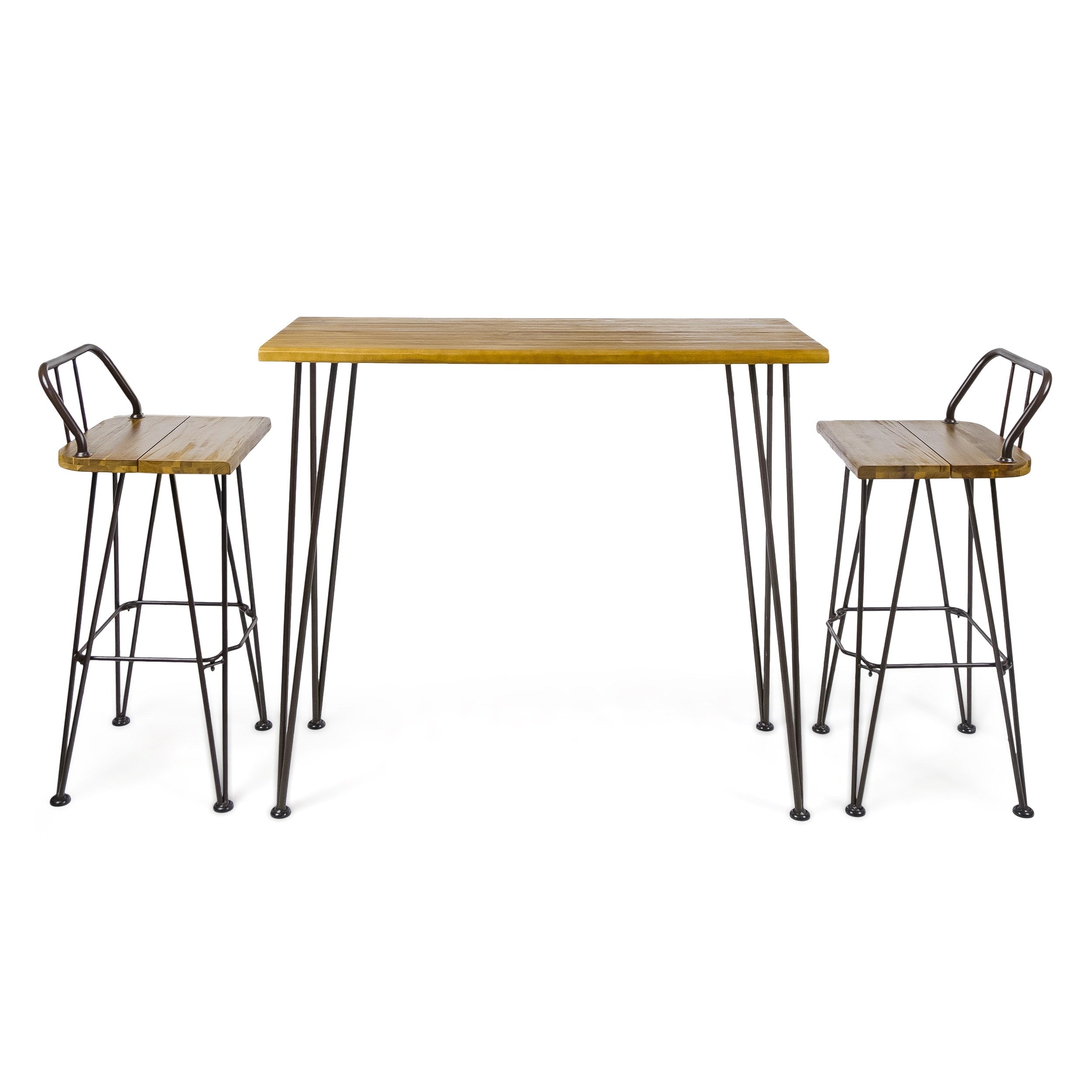 Ensemble de bar industriel d'extérieur en bois Denali 3 pièces par Christopher Knight Home