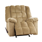 Fauteuil inclinable à bascule Denn, mousse moelleuse touffetée, polyester brun sable