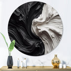 Designart Noir Blanc Marbré Dreamscape V Art Mural Rond Géométrique Moderne en Métal
