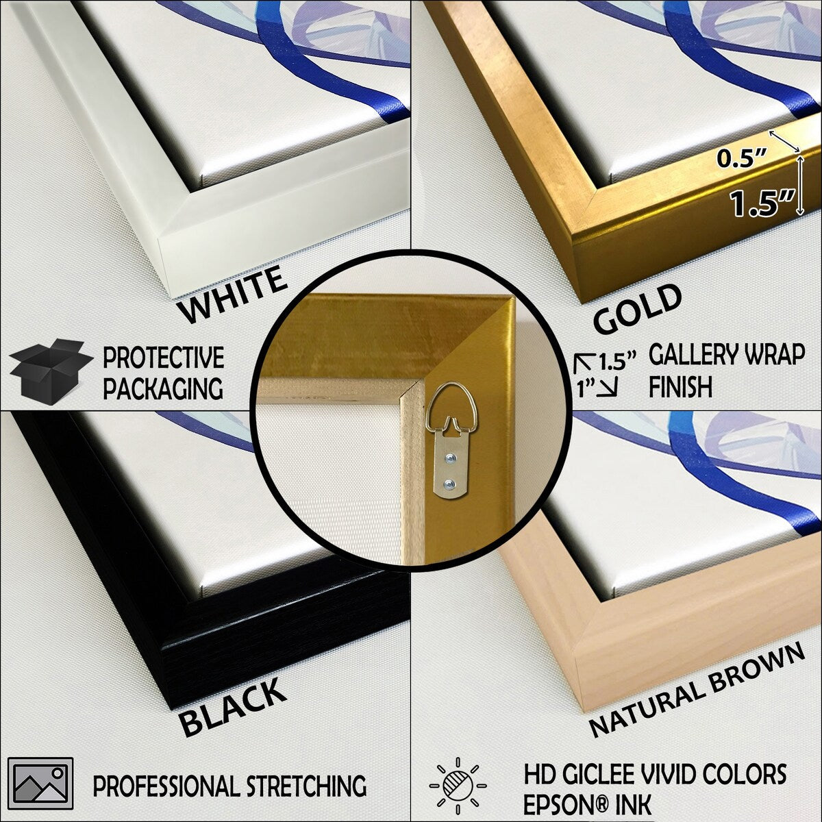 Designart Bleu et Gris Éthéré Elixir III Abstrait Art Mural Encadré Ensemble de 3 Cadres Toiles pour Décoration de Salon