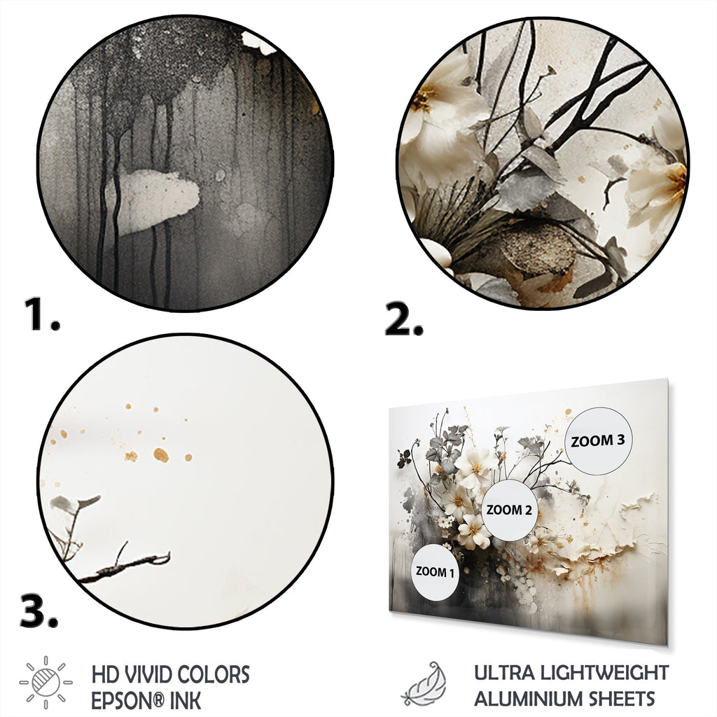 Designart Bohème Terrestre Floral Collage I Art Mural Abstrait en Métal Salon