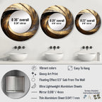 Miroir de salon Designart doré et noir, intemporel et abstrait, spirales - Grand miroir rond moderne doré