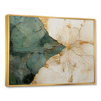 Designart Poteries minimalistes vertes et dorées I Spirales abstraites Art mural encadré Salon