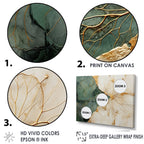 Designart Poteries minimalistes vertes et dorées I Spirales abstraites Art mural encadré Salon