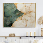 Designart Poteries minimalistes vertes et dorées I Spirales abstraites Art mural encadré Salon