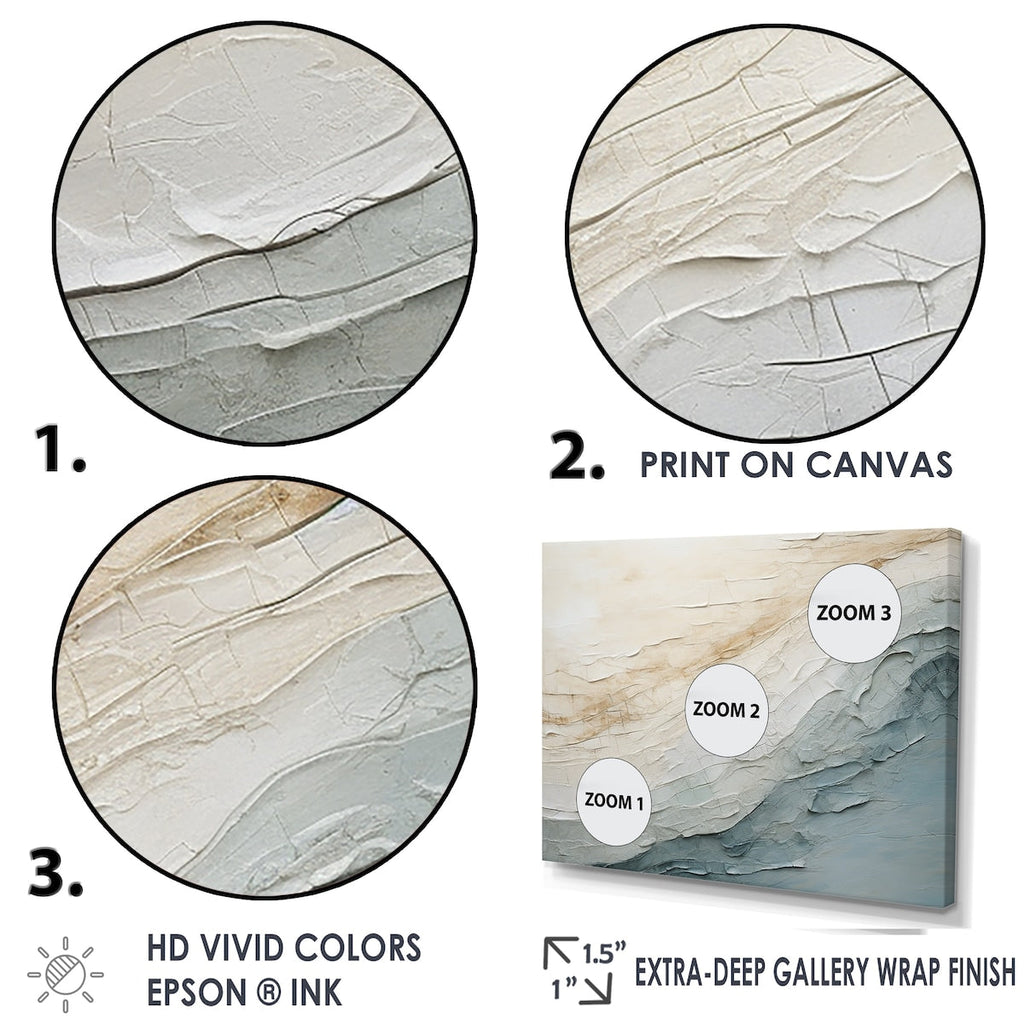 Designart Minimalisme Beige et Gris Vague Horizon I Décoration Murale Encadrée Minimalisme Côtier