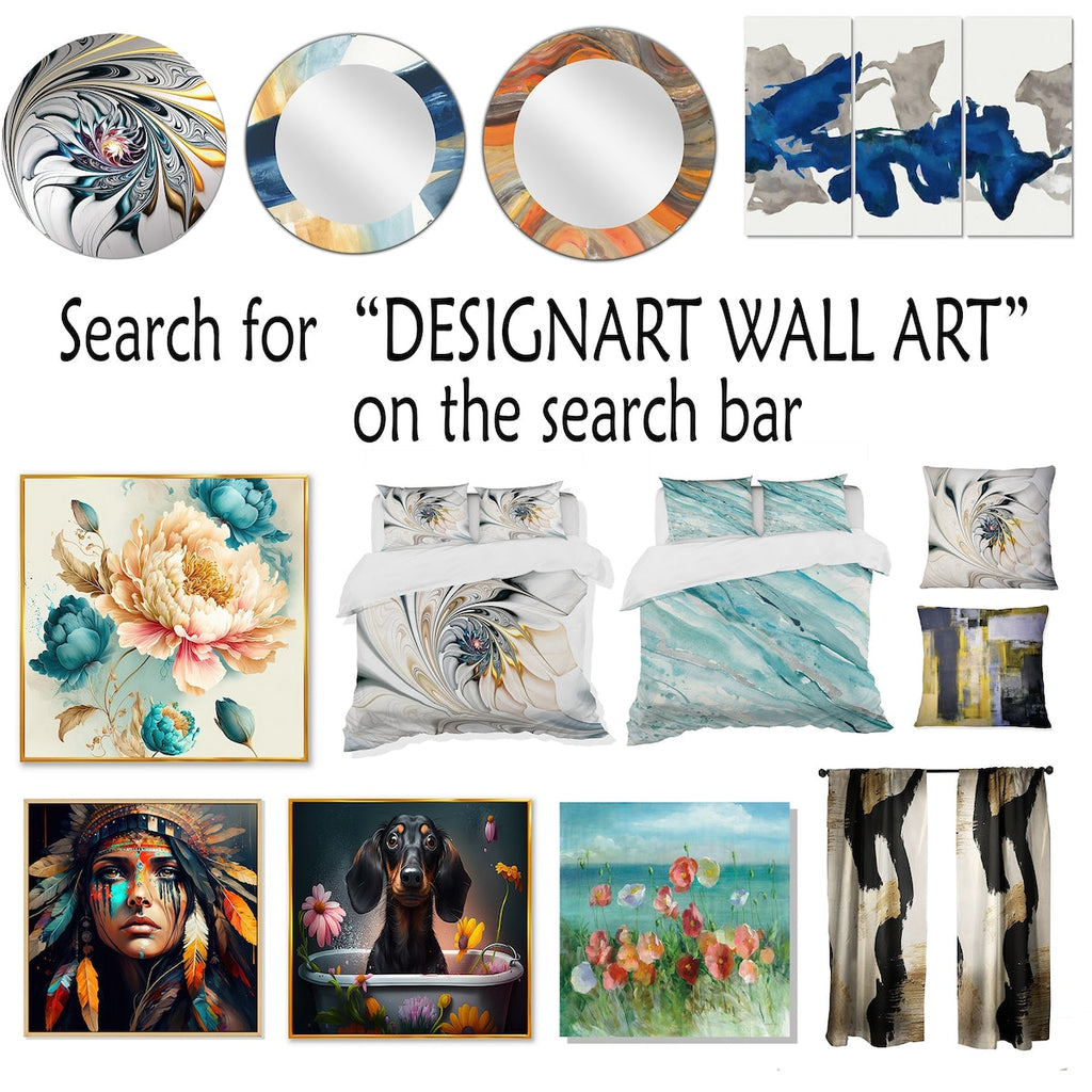 Designart Minimalisme Beige et Gris Vague Horizon I Décoration Murale Encadrée Minimalisme Côtier