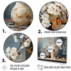 Impression sur toile encadrée Designart, nature morte avec poterie et fleurs, paysage et arbres