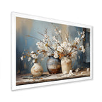 Impression sur toile encadrée Designart, nature morte avec poterie et fleurs, paysage et arbres