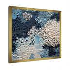 Designart Under Water Blue And White Corals Collage Coastal Framed Wall Art