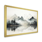 Toile encadrée Designart Aquarelle Lac et Forêt Rêve I Paysage Montagnes