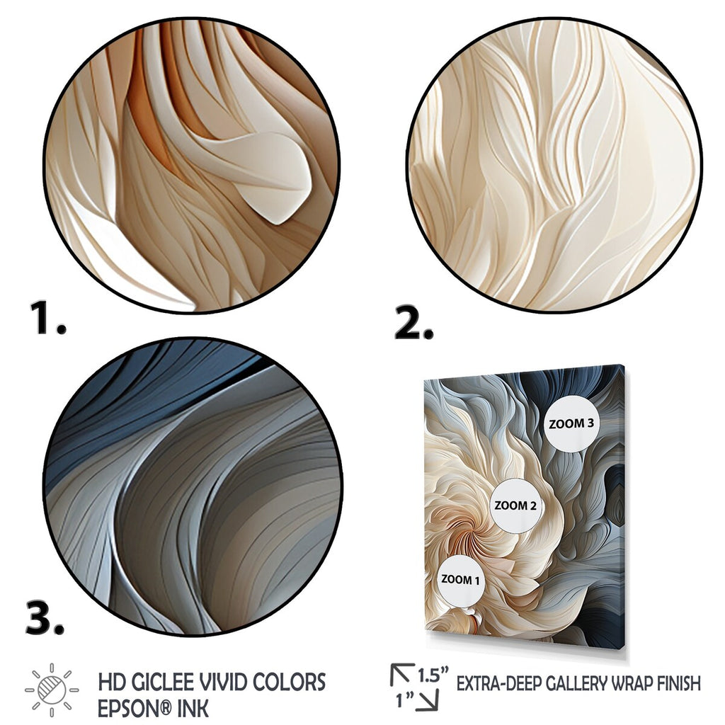 Designart Spirale de plumes blanches et bleues II Art mural géométrique abstrait Bleu - Toile tendue moderne pour décoration de couloir