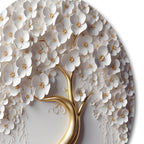 Impression murale ronde en métal Motif orchidée blanche, jardin de branches VIII