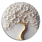 Impression murale ronde en métal Motif orchidée blanche, jardin de branches VIII