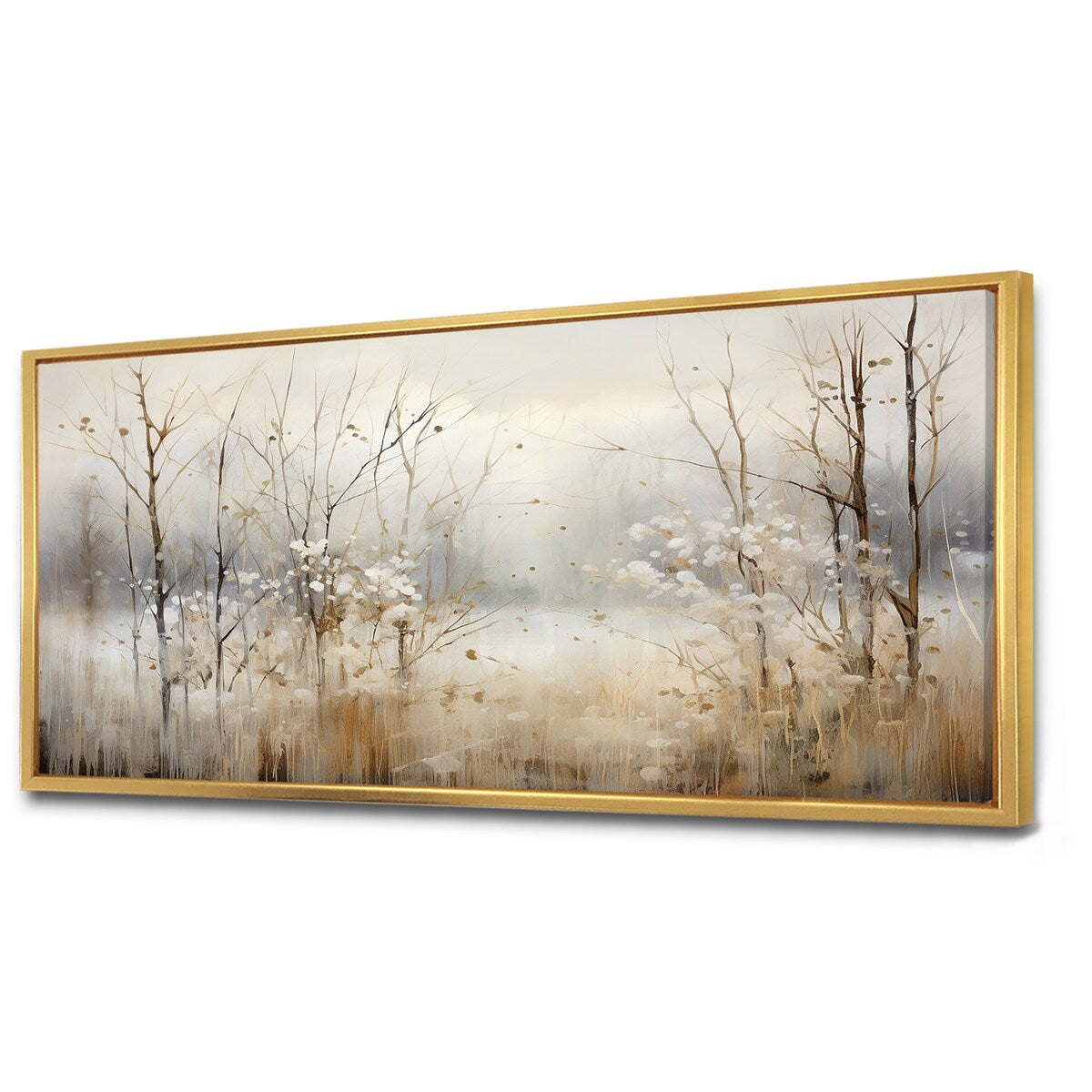 Décoration murale Designart Winter Meadow View Calmness II Meadow Grey - Art mural sur toile encadrée traditionnelle pour chambre à coucher