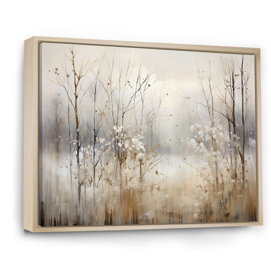 Décoration murale Designart Winter Meadow View Calmness II Meadow Grey - Art mural sur toile encadrée traditionnelle pour chambre à coucher
