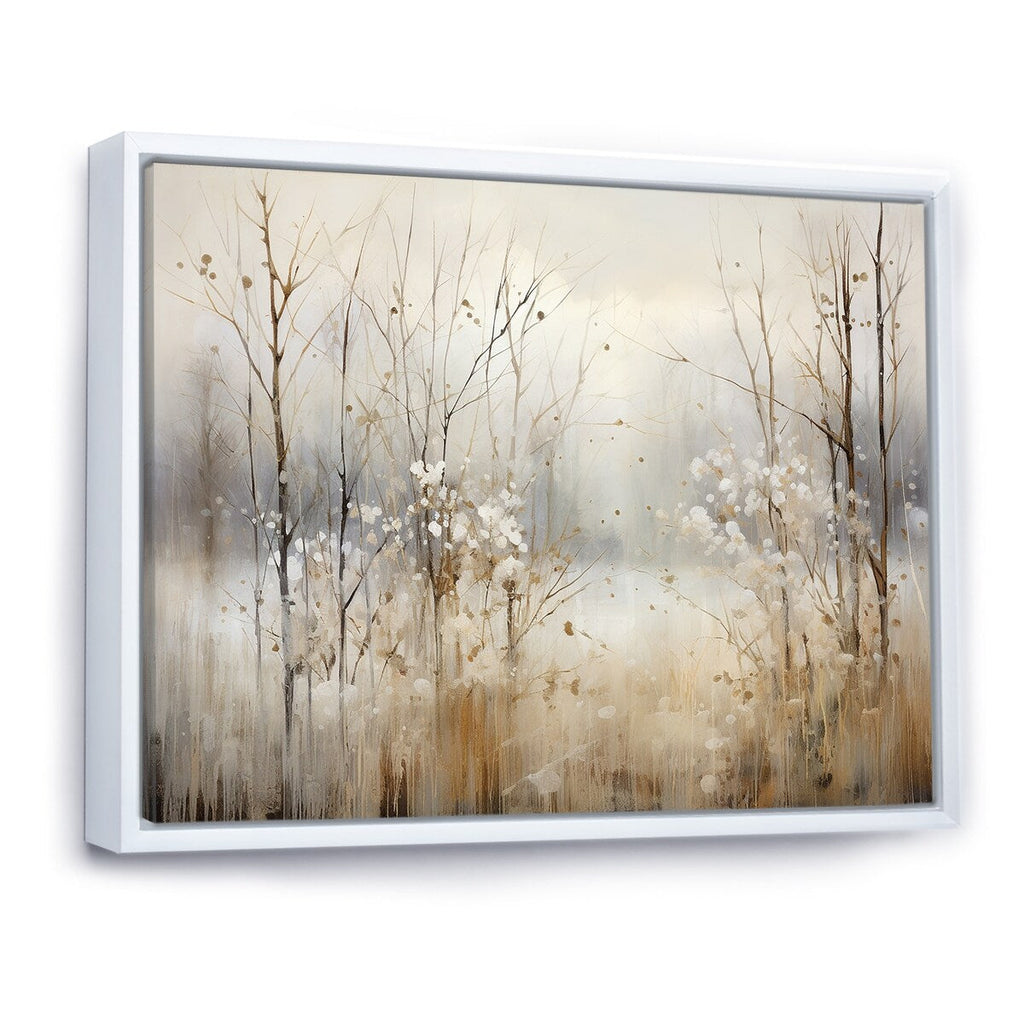Décoration murale Designart Winter Meadow View Calmness II Meadow Grey - Art mural sur toile encadrée traditionnelle pour chambre à coucher