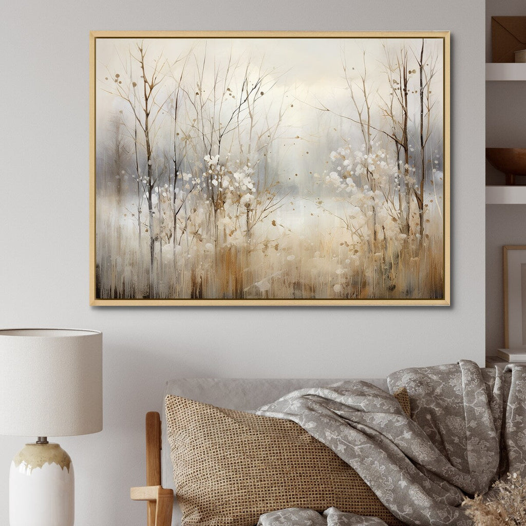 Décoration murale Designart Winter Meadow View Calmness II Meadow Grey - Art mural sur toile encadrée traditionnelle pour chambre à coucher