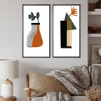 Designart Bohème Mid Century Géométrique Typographie VI Géométrique Encadré Art Ensemble de 2 Pièces