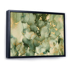 Impression sur toile encadrée moderne Designart Green Luxury Abstract Fluid Art I