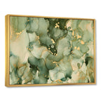 Impression sur toile encadrée moderne Designart Green Luxury Abstract Fluid Art I