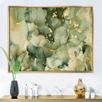 Impression sur toile encadrée moderne Designart Green Luxury Abstract Fluid Art I